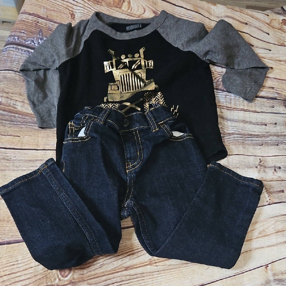 Toddler Boy Outfit 18 To 24 Months Shirt And Jeans‎ Set